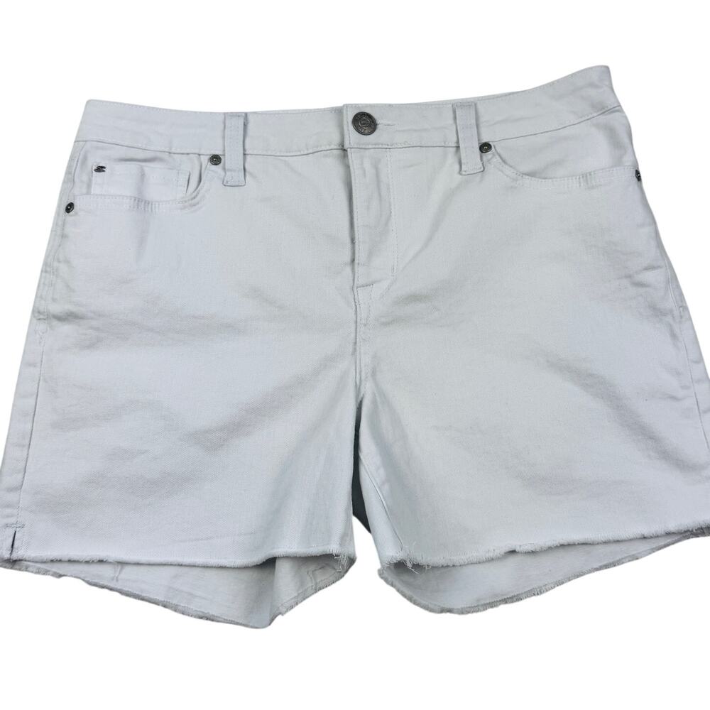Seven7 High Rise White Cutoff Stretch Classic Denim Shorts Women's Size 12